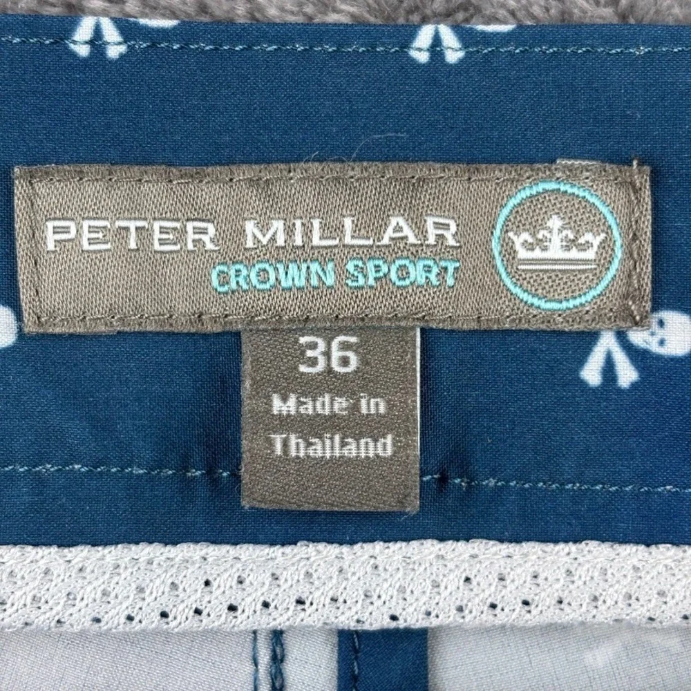 Peter Millar Shackleford Golf Shorts Mens 36 Blue Skulls Performance Inseam 10